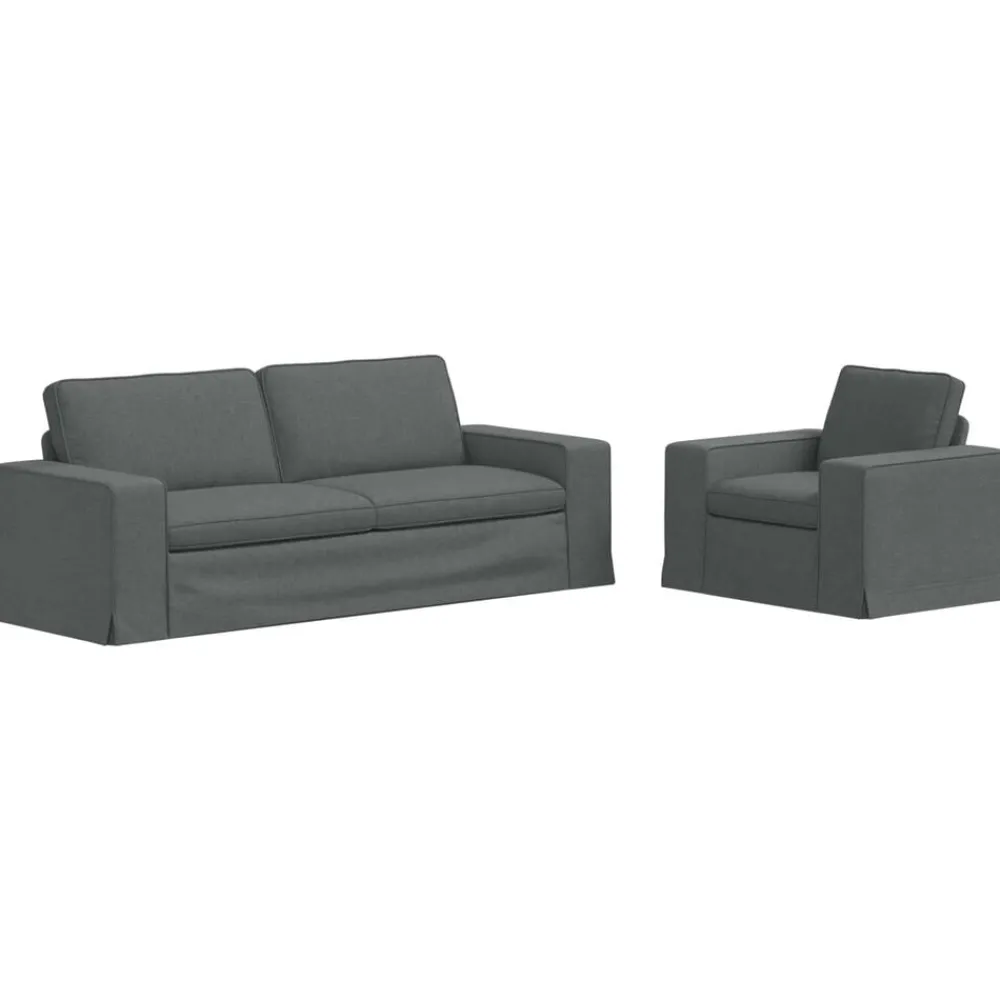 Banken*vidaXL Bankstel 2 pcs 222 x 80 x 82 cm Stof Donkergrijs