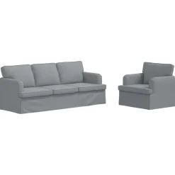 Banken*vidaXL Bankstel 2 pcs 201 x 80 x 85 cm Stof Lichtgrijs