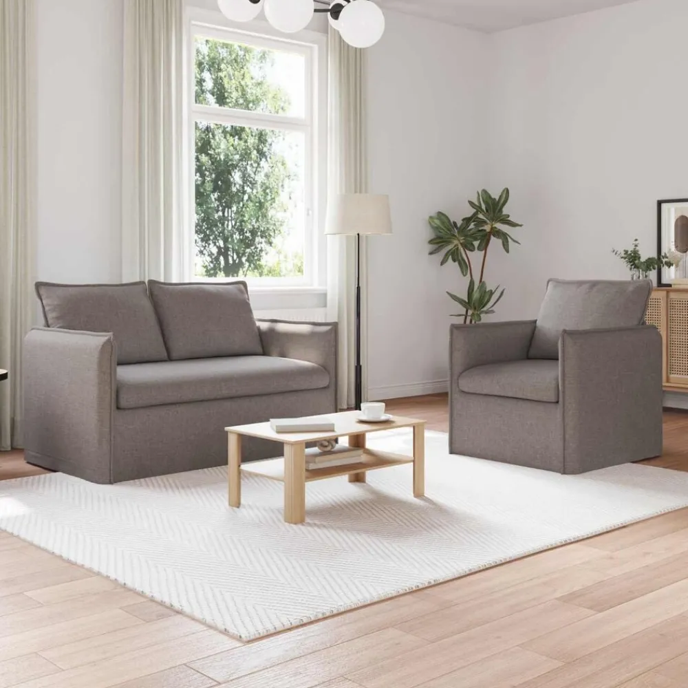 Banken*vidaXL Bankstel 2 pcs 136 x 82 x 85 cm Stof Taupe