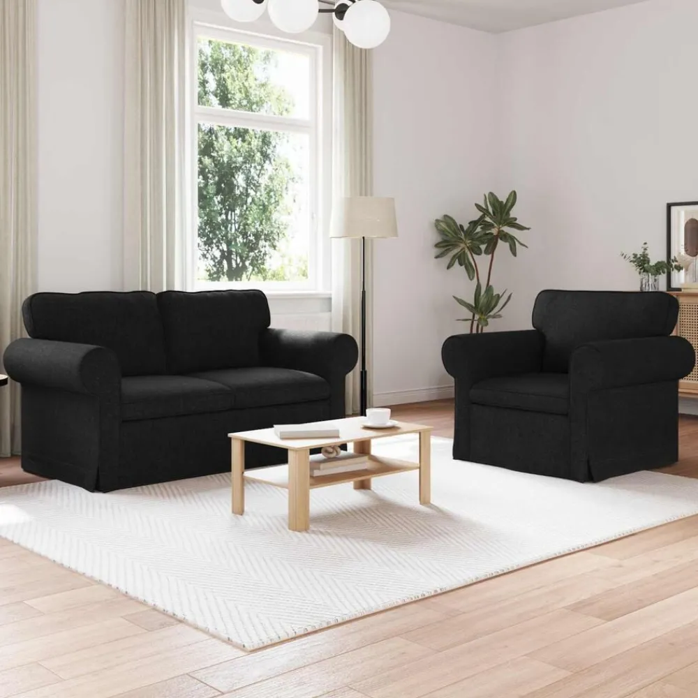 Banken*vidaXL Bankstel 2 pcs 155 x 82 x 80 cm Stof Zwart