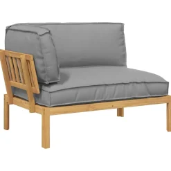 Bankstel met kussen Grijs 133 x 92 x 69 cm Massief Acaciahout>vidaXL Outlet