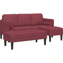 Bankstel met kussen 2 pcs Wijnrood Polyester>vidaXL Discount