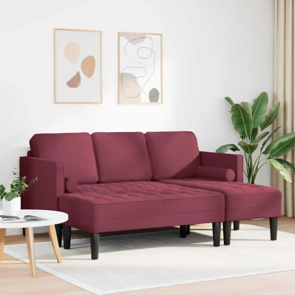 Bankstel met kussen 2 pcs Wijnrood Polyester>vidaXL Discount