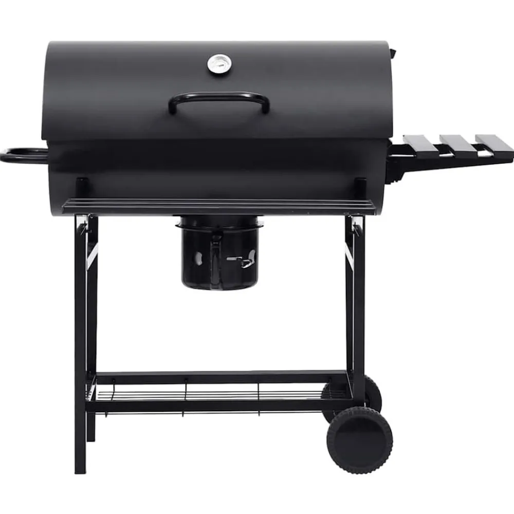 Keuken & Eetkamer*vidaXL Barbecuevat met wielen en schappen 115x85x95 cm staal zwart
