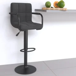 Stoelen*vidaXL Barkruk stof Donkergrijs
