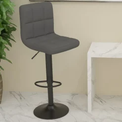 Stoelen*vidaXL Barkruk stof donkergrijs