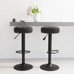 Stoelen*vidaXL Barkrukken 2 st fluweel Zwart