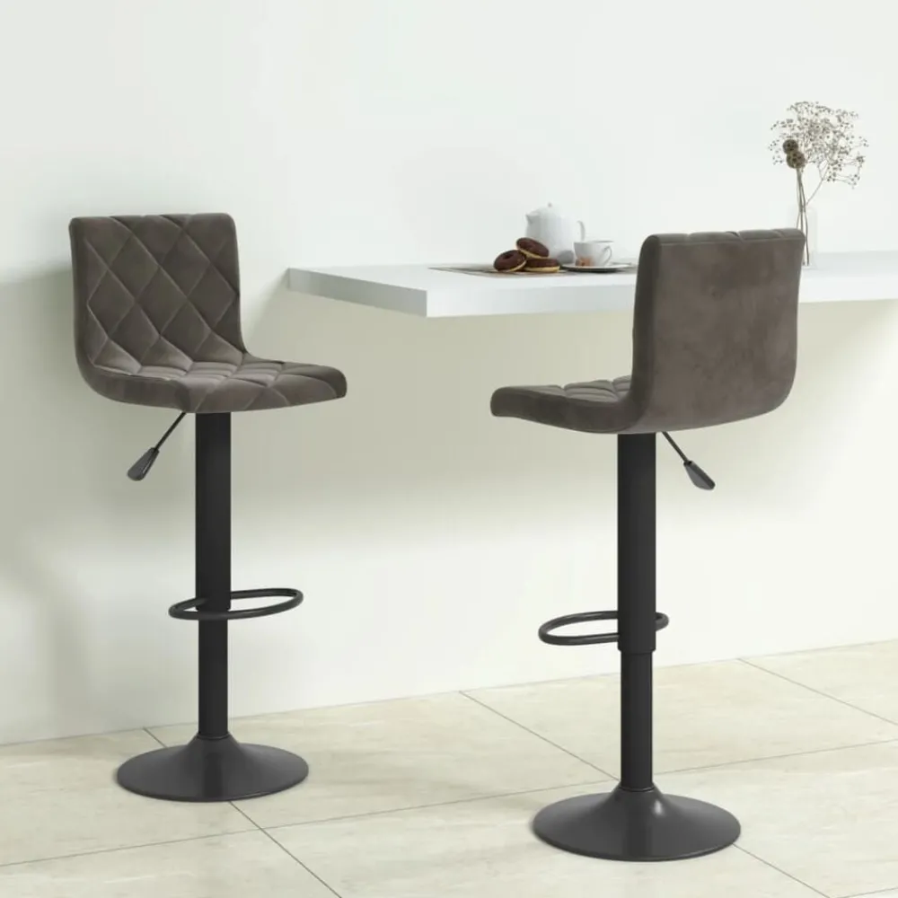 Stoelen*vidaXL Barkrukken 2 st fluweel Donkergrijs