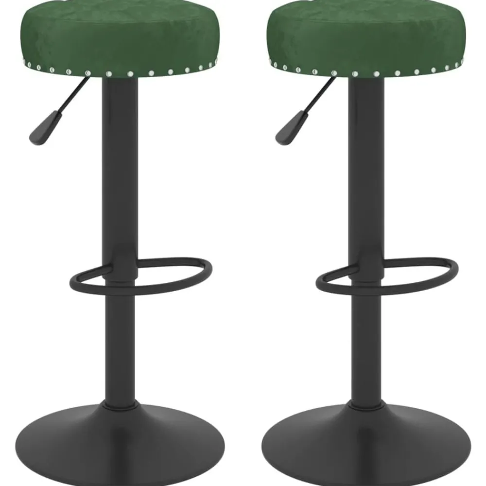 Stoelen*vidaXL Barkrukken 2 st fluweel Donkergroen