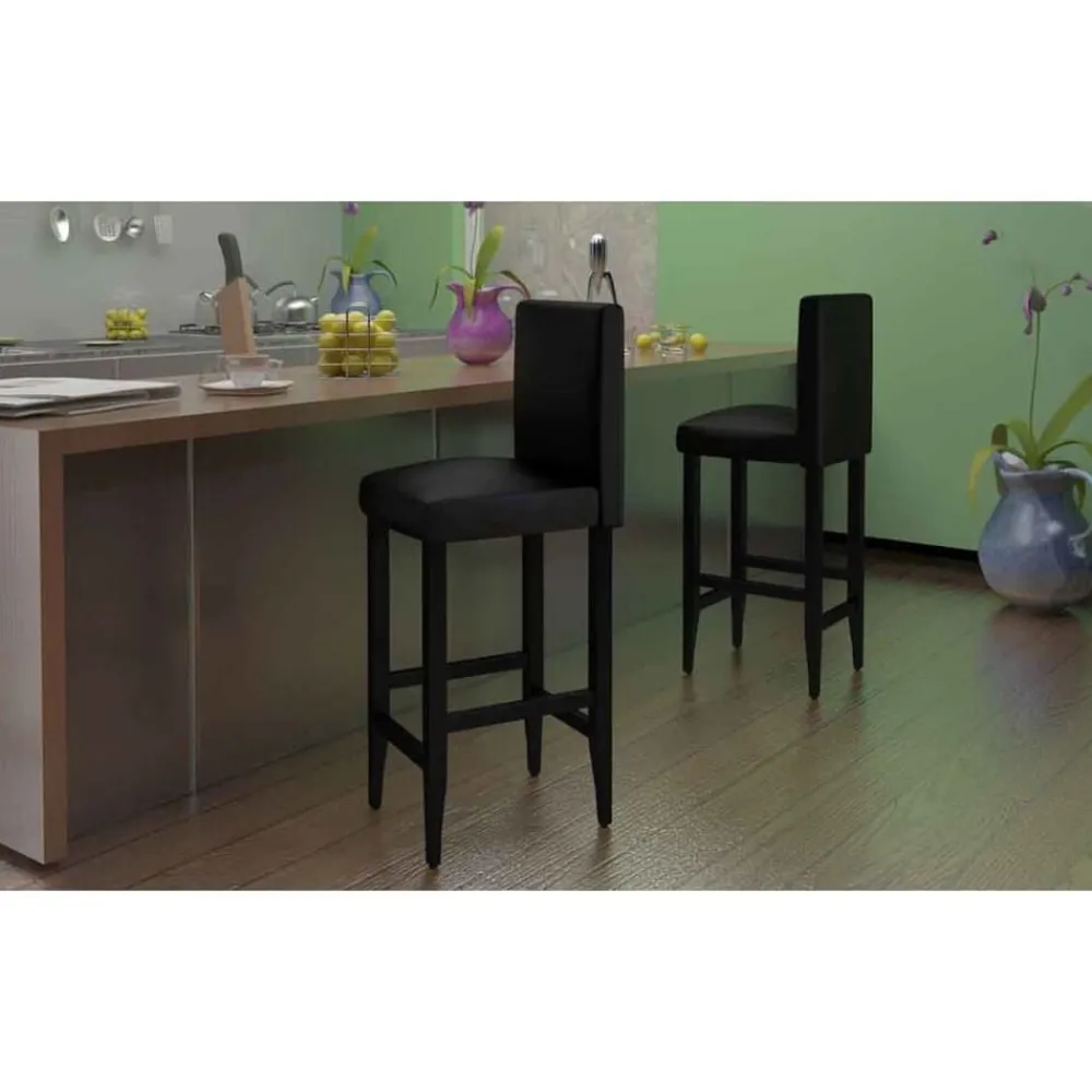 Stoelen*vidaXL Barkrukken 4 st kunstleer Zwart