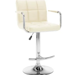 Stoelen*vidaXL Barkrukken 2 st kunstleer crèmekleurig Cr&egrave;me