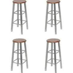 Barkrukken 4 st MDF bruin en zilver>vidaXL Best