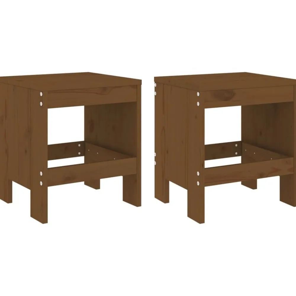 Barkrukken 2 st 40x36x45 cm massief grenenhout honingbruin>vidaXL Clearance