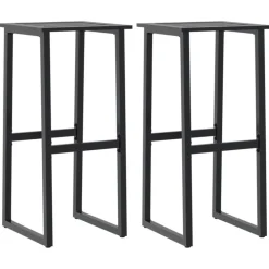 Tuinmeubelen*vidaXL Barkrukken 2 st 38x38x80 cm gepoedercoat staal zwart