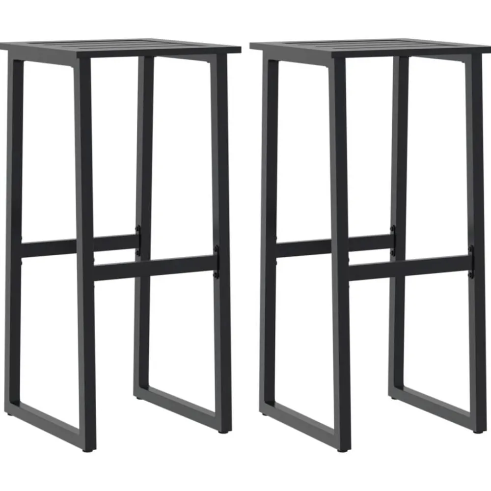 Tuinmeubelen*vidaXL Barkrukken 2 st 38x38x80 cm gepoedercoat staal zwart
