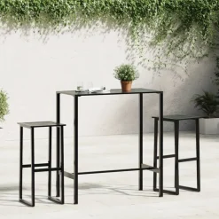 Tuinmeubelen*vidaXL Barkrukken 2 st 38x38x80 cm gepoedercoat staal zwart