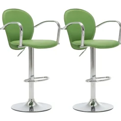 Stoelen*vidaXL Barkrukken met armleuning 2 st kunstleer Groen