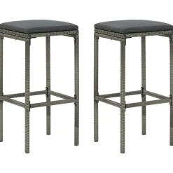 Barkrukken met kussens 2 st poly rattan>vidaXL Hot