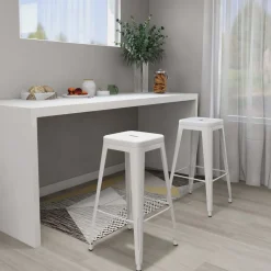 Stoelen*vidaXL Barkrukken stapelbaar 2 st metaal Wit