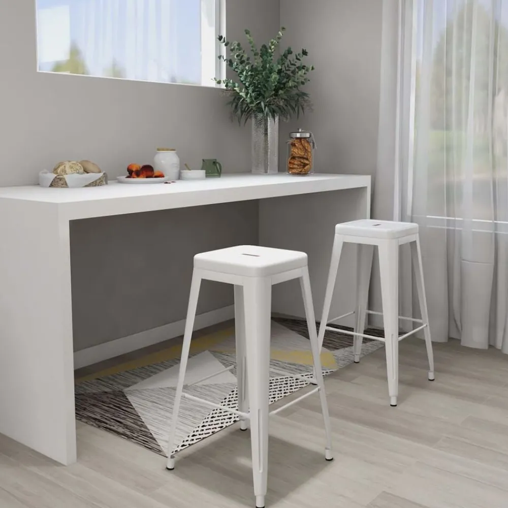 Stoelen*vidaXL Barkrukken stapelbaar 2 st metaal Wit