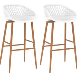 Stoelen*vidaXL Barstoelen 2 st wit Wit en bruin
