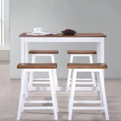 Meubelsets*vidaXL Bartafel- en krukkenset massief hout 5-delig