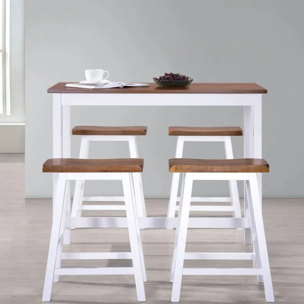 Meubelsets*vidaXL Bartafel- en krukkenset massief hout 5-delig