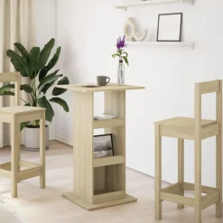 Tafels*vidaXL Bartafel met opbergruimte 60x60x102 cm hout kleurig Sonoma eiken