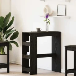 Tafels*vidaXL Bartafel met rekken Zwarte eik 90x40x103,5 cm bewerkt hout Zwart eiken