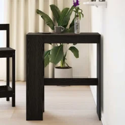 Tafels*vidaXL Bartafel met rekken Zwarte eik 90x40x103,5 cm bewerkt hout Zwart eiken