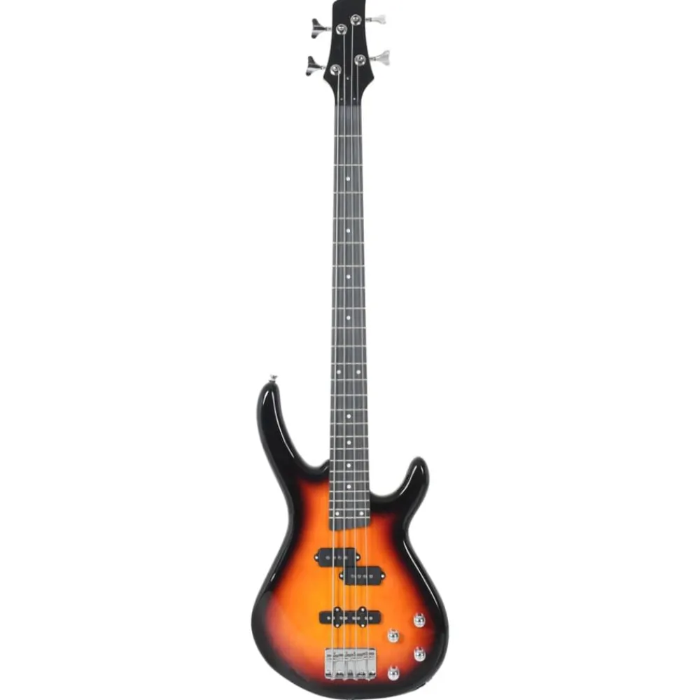 Kunst & Entertainment*vidaXL Basgitaar voor beginners elektrisch met tas 4/4 46" bruin zwart Bruin en zwart
