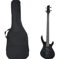 Kunst & Entertainment*vidaXL Basgitaar voor beginners elektrisch met tas 4/4 46" Zwart