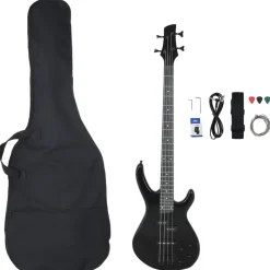Kunst & Entertainment*vidaXL Basgitaar voor beginners elektrisch met tas 4/4 46" Zwart