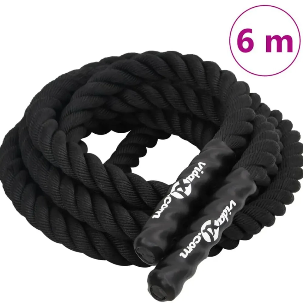 Fitness*vidaXL Battle Rope Zwart 6 m 4,5 kg Polyester