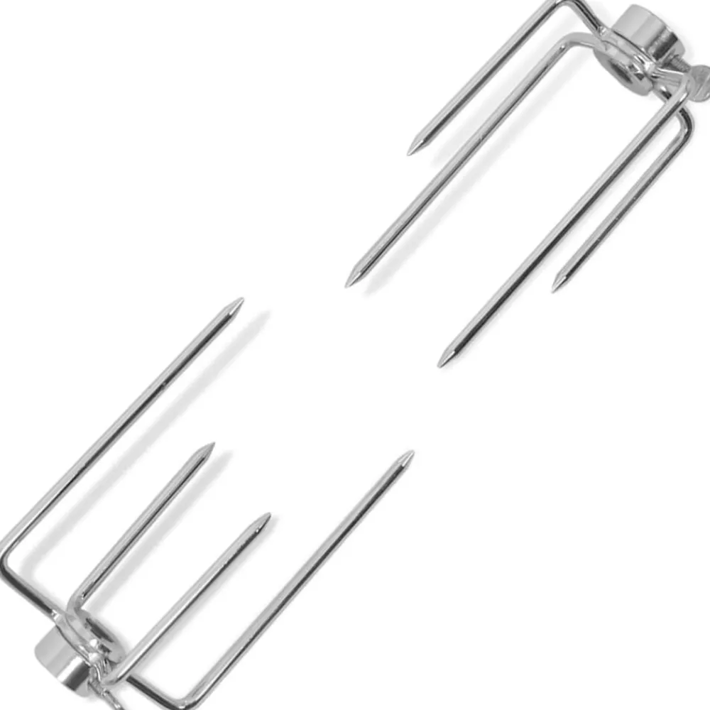 BBQ Draaispit vorken 2 stuks staal>vidaXL Discount