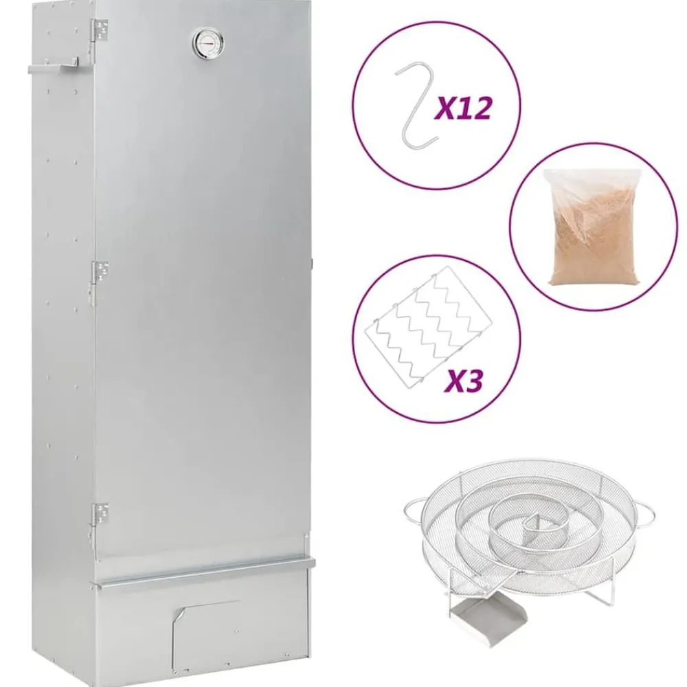 Keuken & Eetkamer*vidaXL BBQ-rookoven met koude rookgenerator gegalvaniseerd staal