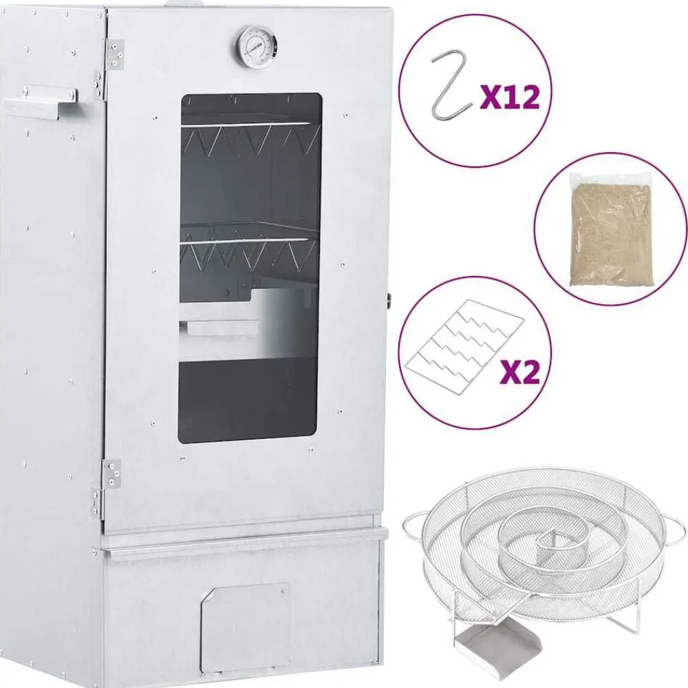 Keuken & Eetkamer*vidaXL BBQ-rookoven met koude rookgenerator gegalvaniseerd staal