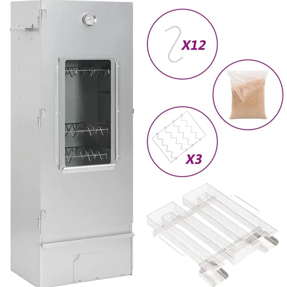 BBQ-rookoven met koude rookgenerator gegalvaniseerd staal>vidaXL Online