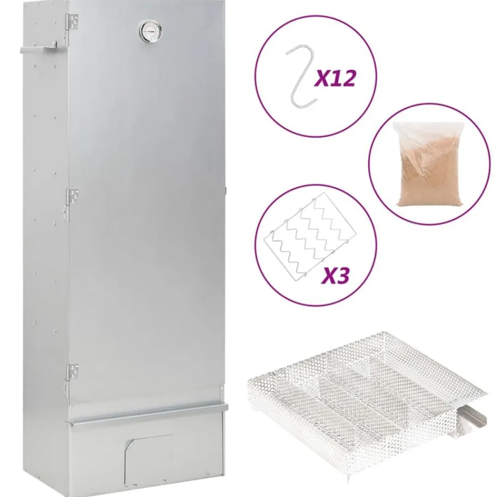 BBQ-rookoven met koude rookgenerator gegalvaniseerd staal>vidaXL Online