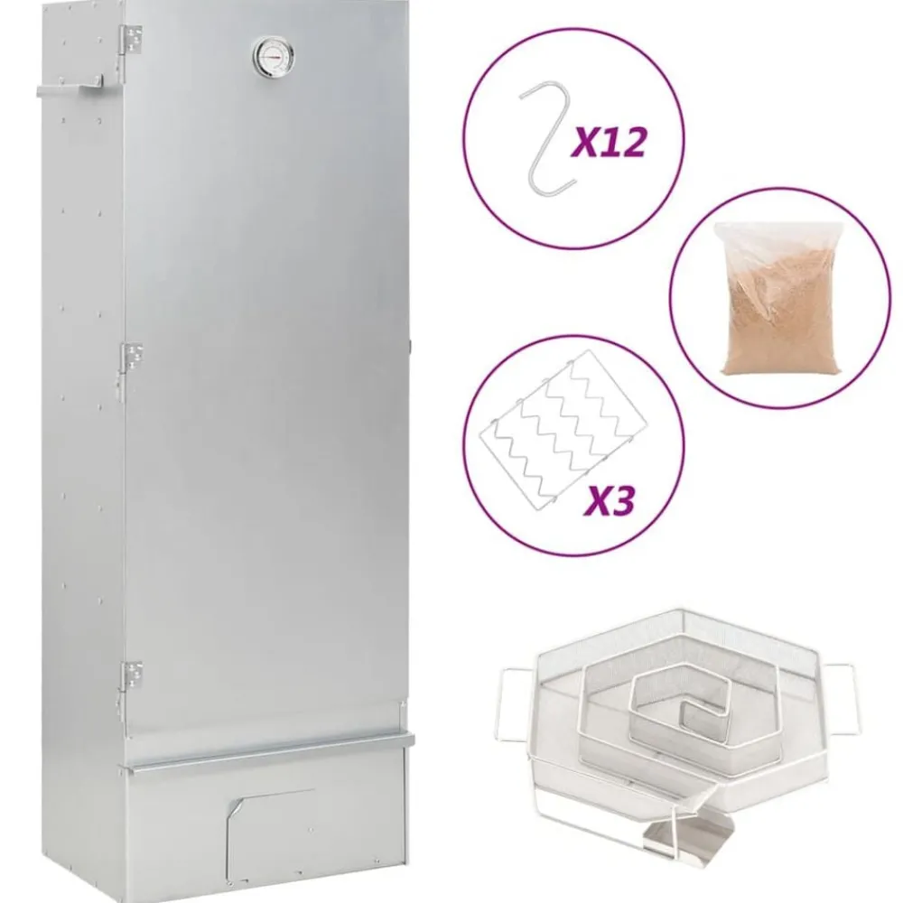 Keuken & Eetkamer*vidaXL BBQ-rookoven met koude rookgenerator gegalvaniseerd staal