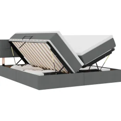 Meubelsets*vidaXL Bed met LED-striplichten 180 x 200 cm Stof Donkergrijs