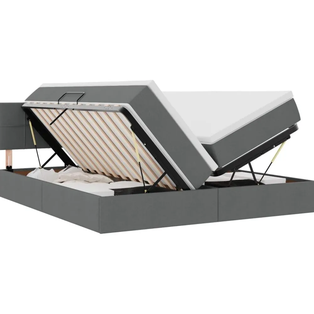 Meubelsets*vidaXL Bed met LED-striplichten 180 x 200 cm Stof Donkergrijs