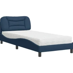 Bedden & Accessoires*vidaXL Bed met matras "Hvar" stof 80x200 cm Blauw
