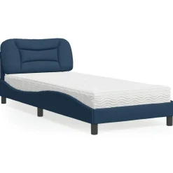Bedden & Accessoires*vidaXL Bed met matras "Hvar" stof 80x200 cm Blauw