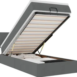 Bedden & Accessoires*vidaXL Bed poef met matras en LED's stof 80x200 cm Donkergrijs