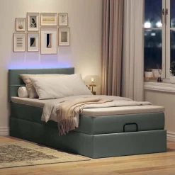 Bedden & Accessoires*vidaXL Bed poef met matras en LED's stof 80x200 cm Donkergrijs