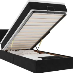 Bedden & Accessoires*vidaXL Bed poef met matras en LED's 80x200 cm fluweel Zwart