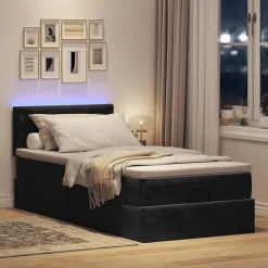 Bed poef met matras en LED's 80x200 cm fluweel><noscript><img width=