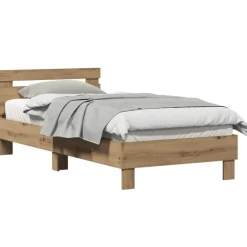 Bedden & Accessoires*vidaXL Bedframe Artisan Eiken 203 x 95 x 70 cm Bewerkt hout artisanaal eikenkleurig