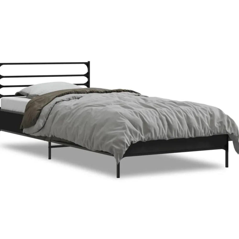 Bedframe bewerkt hout en metaal 90x200 cm>vidaXL Online